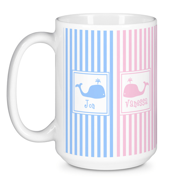 Striped w/ Whales Coffee Mug - 15 oz - White