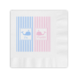 Striped w/ Whales Coined Cocktail Napkins (Personalized)