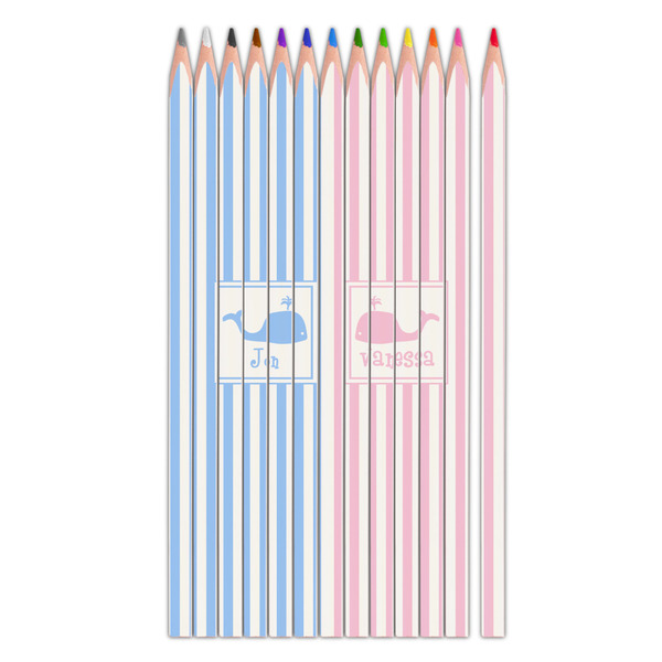 Custom Striped w/ Whales Colored Pencils (Personalized)