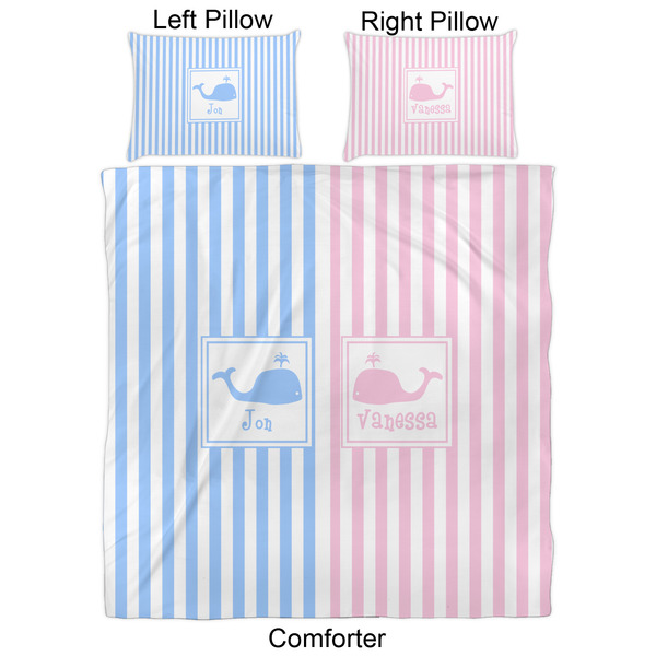Striped w/ Whales Comforter Set - Queen - Approval