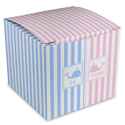 Striped w/ Whales Cube Favor Gift Boxes (Personalized)