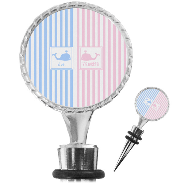 Custom Striped w/ Whales Wine Bottle Stopper (Personalized)