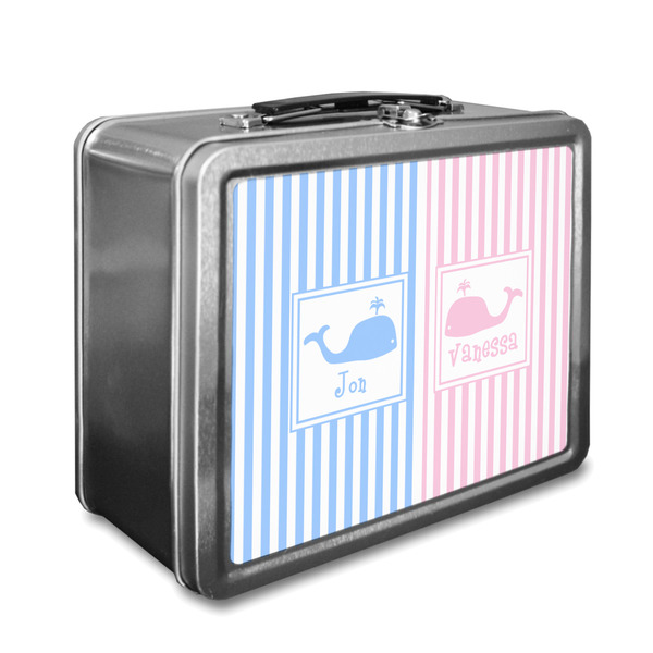 Custom Striped w/ Whales Lunch Box (Personalized)