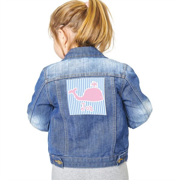 Striped w/ Whales Custom Shape Iron On Patches - XXL - Single - Approval