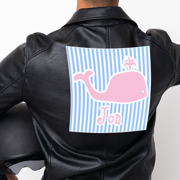 Striped w/ Whales Custom Shape Iron On Patches - XXXL - APPROVAL