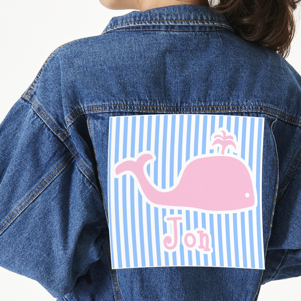 Custom Striped w/ Whales Twill Iron On Patch - Custom Shape - 3XL (Personalized)