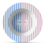 Striped w/ Whales Plastic Bowl - Microwave Safe - Composite Polymer (Personalized)