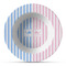 Striped w/ Whales Plastic Bowl - Microwave Safe - Composite Polymer (Personalized)