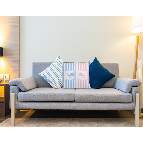 Striped w/ Whales Decorative Pillow Case - LIFESTYLE