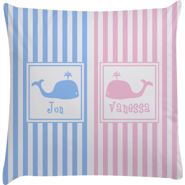 Custom Striped w/ Whales Decorative Pillow Case (Personalized)