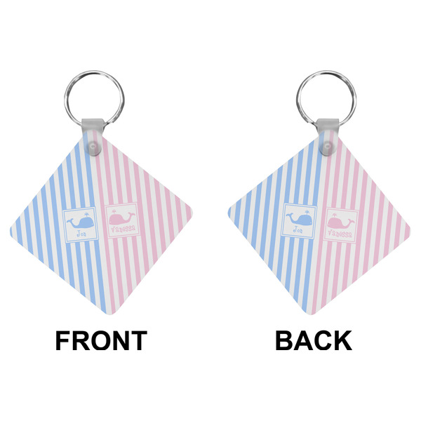 Striped w/ Whales Diamond Keychain (Front + Back)