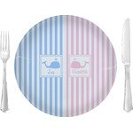 Striped w/ Whales Glass Lunch / Dinner Plate 10" (Personalized)