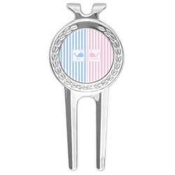 Striped w/ Whales Golf Divot Tool & Ball Marker (Personalized)