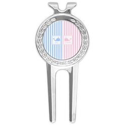 Striped w/ Whales Golf Divot Tool & Ball Marker (Personalized)