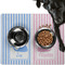 Striped w/ Whales Dog Food Mat - Large LIFESTYLE