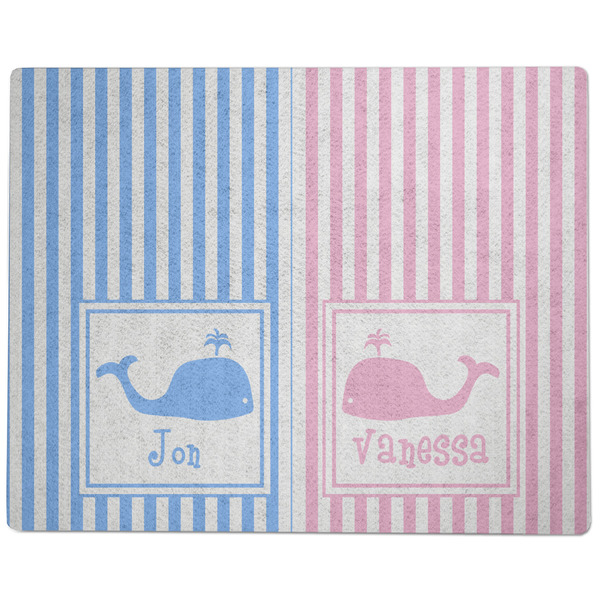 Striped w/ Whales Dog Food Mat - Large without Bowls