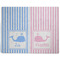 Striped w/ Whales Dog Food Mat - Large without Bowls