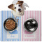 Striped w/ Whales Dog Food Mat - Medium w/ Multiple Names