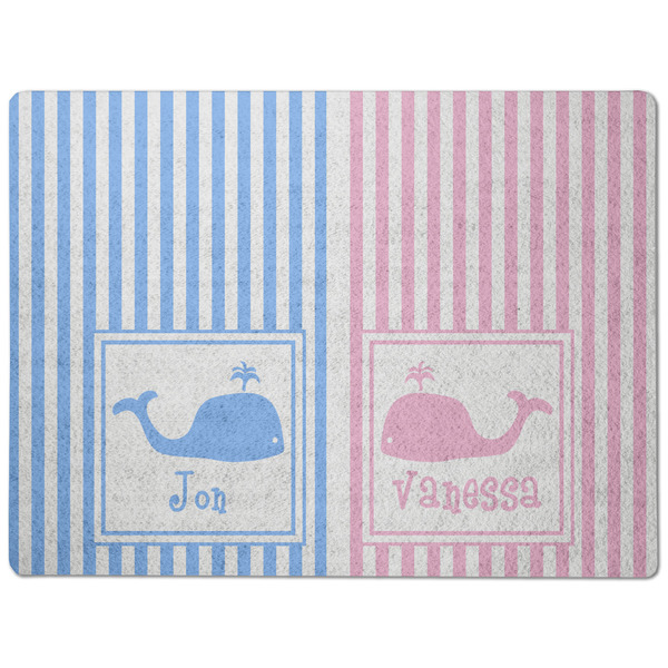 Striped w/ Whales Dog Food Mat - Medium without bowls