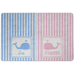 Striped w/ Whales Dog Food Mat w/ Multiple Names