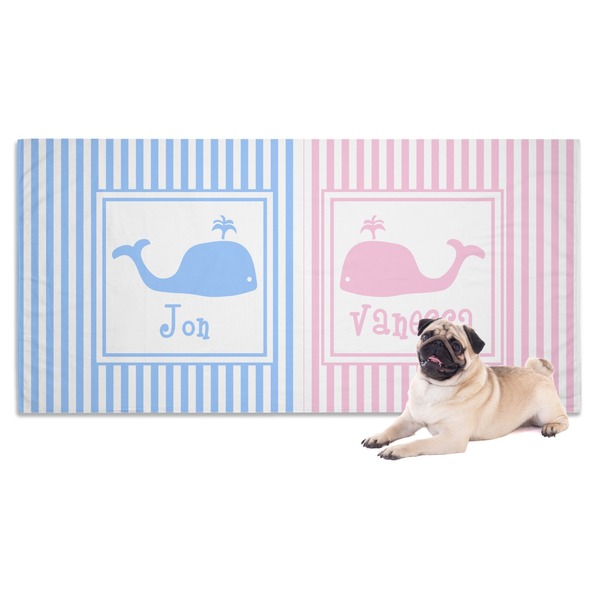 Custom Striped w/ Whales Dog Towel (Personalized)