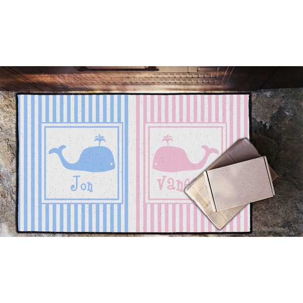 Striped w/ Whales Door Mat - LIFESTYLE (Lrg)