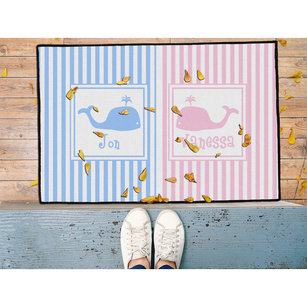 Striped w/ Whales Door Mat - LIFESTYLE (Med)
