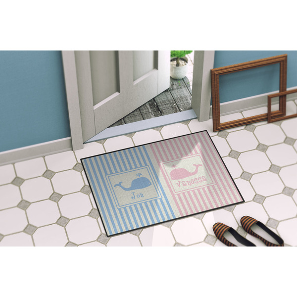 Striped w/ Whales Door Mat Lifestyle