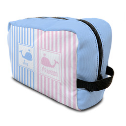 Striped w/ Whales Toiletry Bag / Dopp Kit (Personalized)