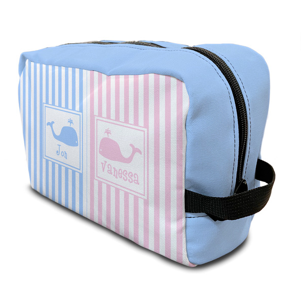 Custom Striped w/ Whales Toiletry Bag / Dopp Kit (Personalized)