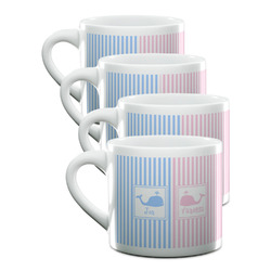 Striped w/ Whales Double Shot Espresso Cups - Set of 4 (Personalized)