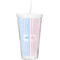 Striped w/ Whales Double Wall Tumbler with Straw (Personalized)