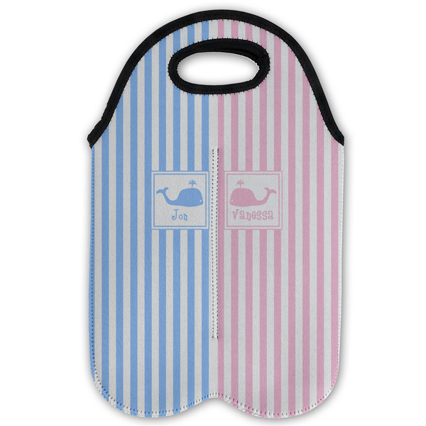 Striped w/ Whales Double Wine Tote - Flat (new)