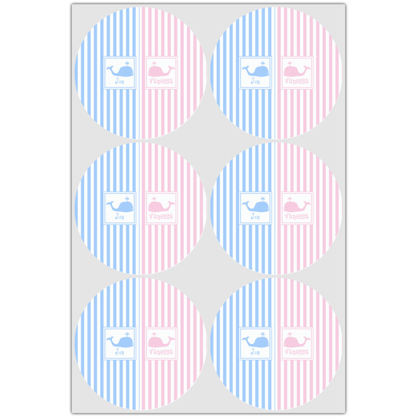 Striped w/ Whales Drink Topper - Large - Set of 6