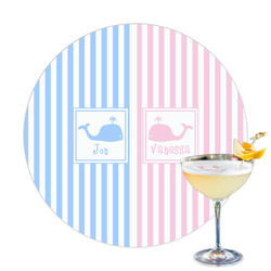 Striped w/ Whales Printed Drink Topper - 3.25" (Personalized)