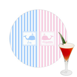 Striped w/ Whales Printed Drink Topper -  2.5" (Personalized)