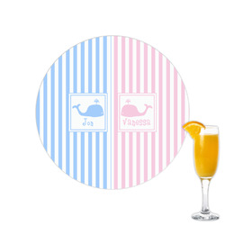Striped w/ Whales Printed Drink Topper - 2.15" (Personalized)