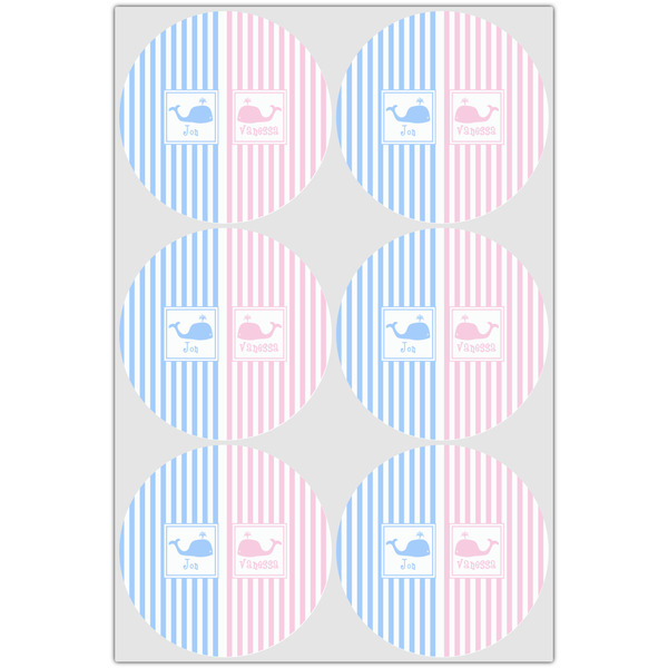 Striped w/ Whales Drink Topper - XLarge - Set of 6