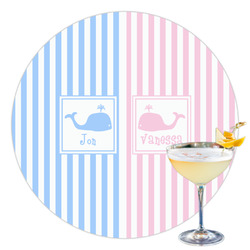 Striped w/ Whales Printed Drink Topper - 3.5" (Personalized)