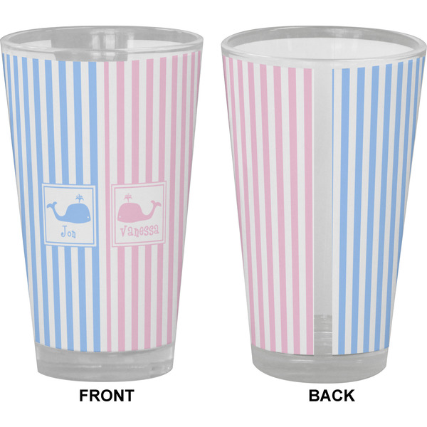 Striped w/ Whales Pint Glass - Full Color - Front & Back Views