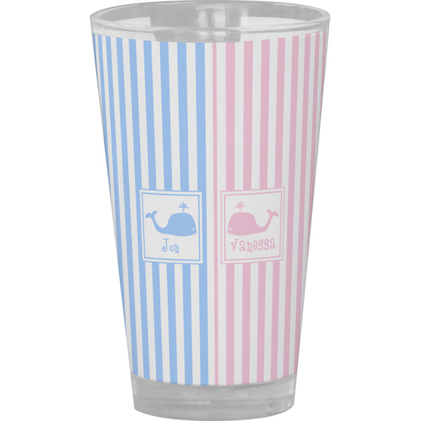 Custom Striped w/ Whales Pint Glass - Full Color (Personalized)