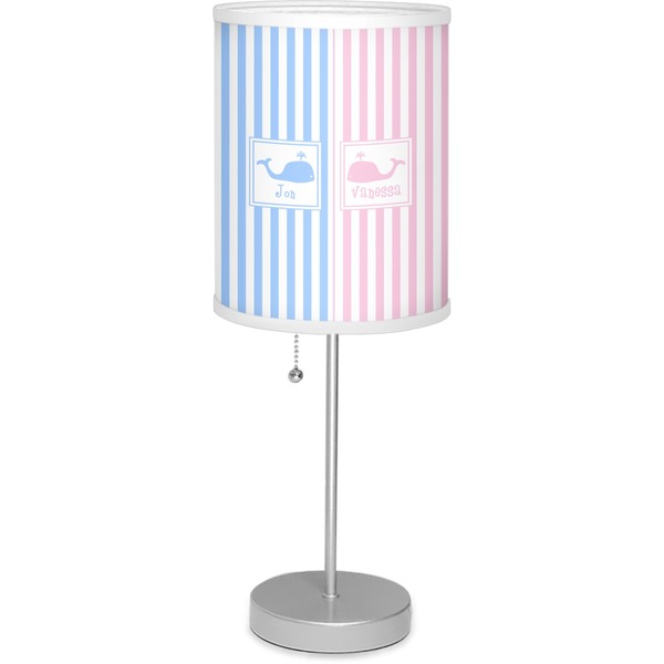 Custom Striped w/ Whales 7" Drum Lamp with Shade Polyester (Personalized)