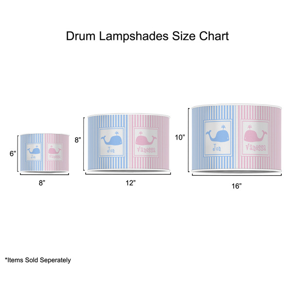 Striped w/ Whales Drum Lampshades - Sizing Chart