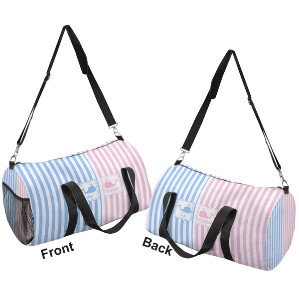Striped w/ Whales Duffle bag large front and back sides