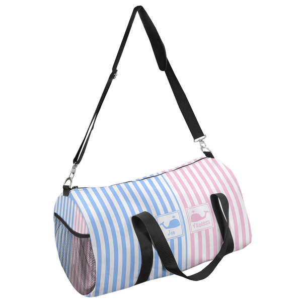 Custom Striped w/ Whales Duffel Bag - Small (Personalized)