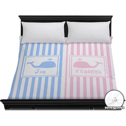 Striped w/ Whales Duvet Cover - King (Personalized)