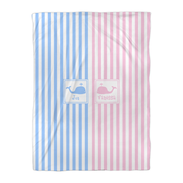 Striped w/ Whales Duvet Cover - Twin XL - Front