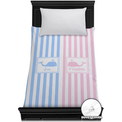 Striped w/ Whales Duvet Cover - Twin XL (Personalized)