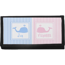 Striped w/ Whales Canvas Checkbook Cover (Personalized)