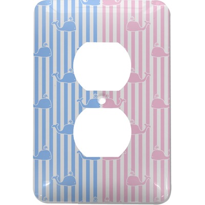 Striped w/ Whales Electric Outlet Plate (Personalized)